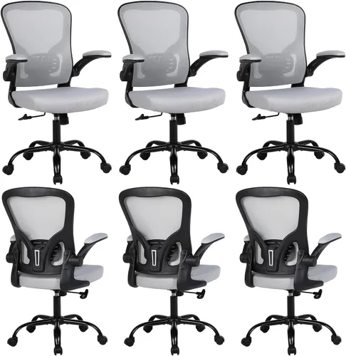 Vista 13 de Flysky Silla ergonómica de escritorio para oficina en casa, soporte lumbar, silla giratoria de malla transpirable para computadora con ruedas y Negro