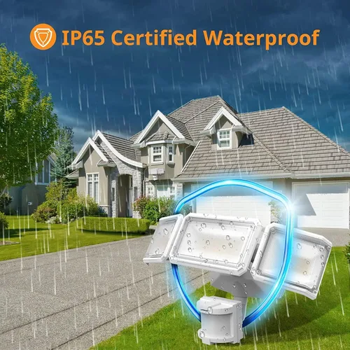 Vista 7 de LEPOWER Luz de inundación LED alimentada por batería para exterior, 1500 lm, luces de seguridad con sensor de movimiento, IP65 resistente al agua