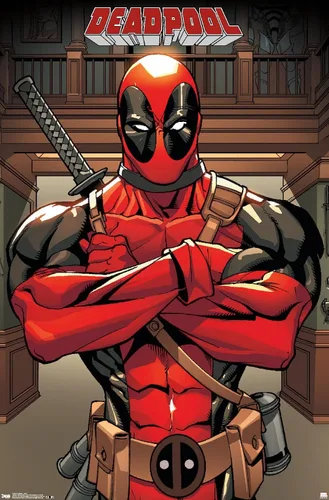 Vista 16 de Trends International Marvel Comics Deadpool - Póster de pared de postura, 14.725 x 22.375 pulgadas, versión enmarcada de madera de granero