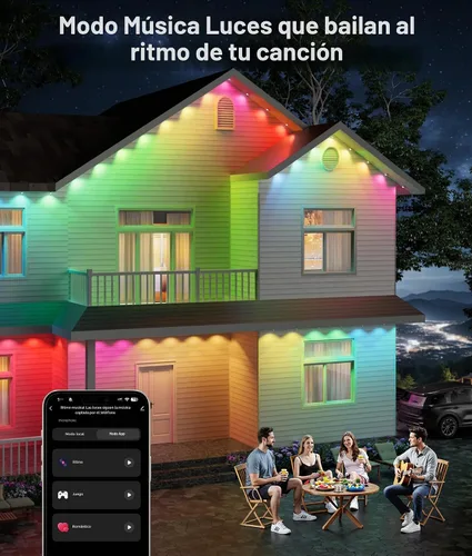 Vista 7 de Luces permanentes navideñas para exteriores, 100 pies RGBWW/60LM Triple-LED