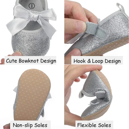 Vista 3 de COSANKIM Zapatos planos Mary Jane con suela de goma antideslizante para bebés y niñas pequeñas zapatos de vestir de princesa