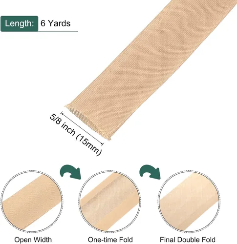 Vista 310 de MECCANIXITY Cinta al bies de doble pliegue de 1/2 pulgada de poliéster continuo a granel para costura, costura, dobladillo, encuadernación y Beige