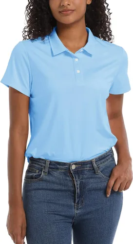 Vista 4 de TACVASEN Camisas polo para mujer, con protección solar UPF 50+, manga corta, secado rápido, cuello de 3 botones, ligeras