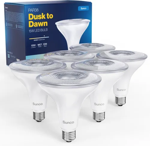 Vista 8 de Sunco - Paquete de 6 focos LED para exteriores, impermeables, PAR38 del anochecer al amanecer, 1250 LM, equivalente a 120 W 15 W, exterior
