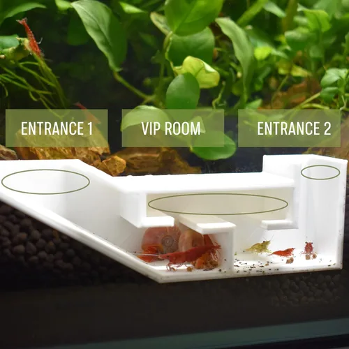 Vista 6 de Túnel de fiesta de camarones de acuario, incluye exquisita habitación VIP y dos entradas, cueva de túnel para camarones y peces bebés para descansar