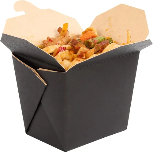 Vista 2 de Restaurantware Cajas chinas para llevar, paquete de 25 cajas de 8 onzas, resistentes a la grasa, contenedores de comida para llevar, desechables