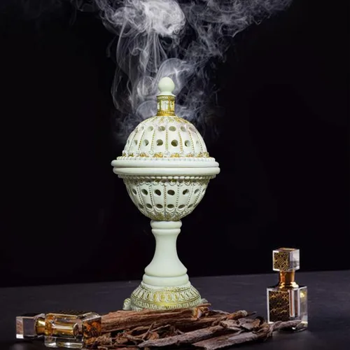 Vista 6 de AM Paquete de quemador de incienso de lujo (blanco) y Bakhoor Ateeq incienso (3.53 oz)