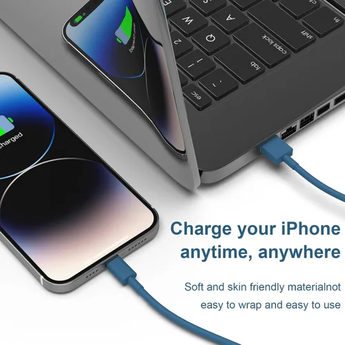 Vista 6 de Paquete de 6 cargadores para iPhone (3/3/6/6/9 pies), cable Lightning de varios colores con certificación MFi de Apple, cable de transferencia