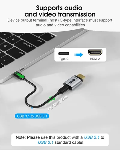 Vista 3 de Adaptador USB C a HDMI, ELUTENG USB tipo C a HDMI (compatible con Thunderbolt 3) 4 K 60 Hz compatible con transmisión de audio y vídeo tipo C 3.1 a