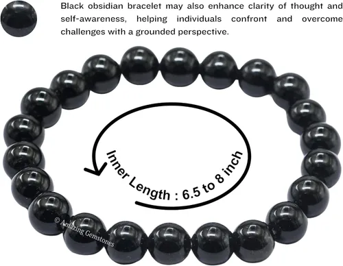 Vista 837 de Amazing Gemstone Pulsera de cristal para mujeres y hombres, pulsera de cristal curativo de protección, pulsera elástica con cuentas de piedras