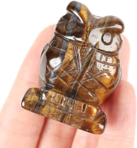 Vista 5 de Regalos de búho para mujeres, regalos de buena suerte, figura de búho de 1.5 pulgadas, regalos de graduación para ella, él, ojo de tigre
