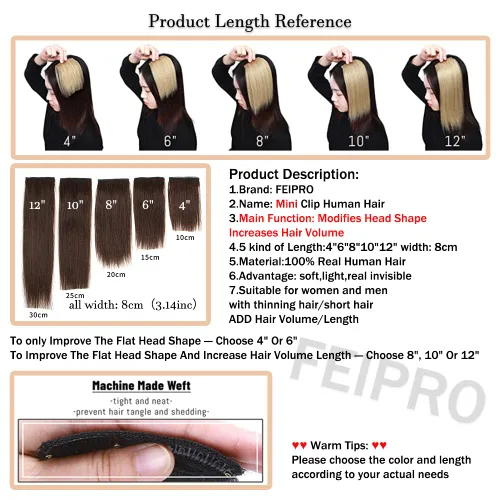 Vista 2 de Extensiones de cabello con clip de volumen real de cabello humano liso y sedoso, extensiones de cabello cortas y naturales invisibles para mujer