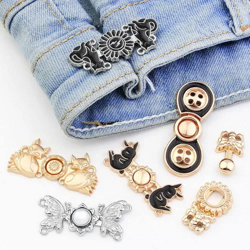 Vista 5 de Pasadores de ajuste de cintura retro, elegantes broches de ajuste de cintura, broches antiexposición, jeans de moda, accesorios de ropa (N)