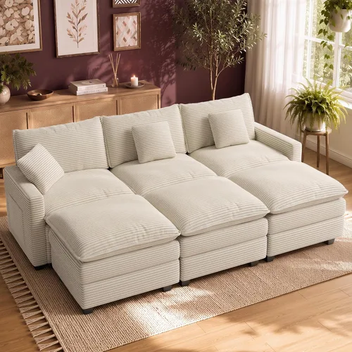 Vista 12 de Cloud Couch Sectional, L Shaped Modular Sofa with Movable Ottoman Negro