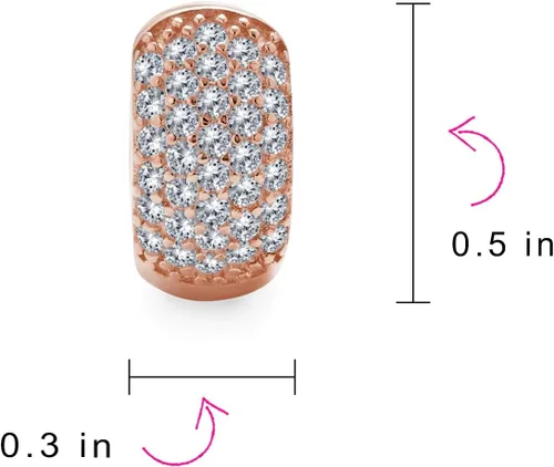 Vista 4 de 5 filas pavimentan circonitas cúbicas anchas para mujer, plata de ley 925 chapada en oro rosa
