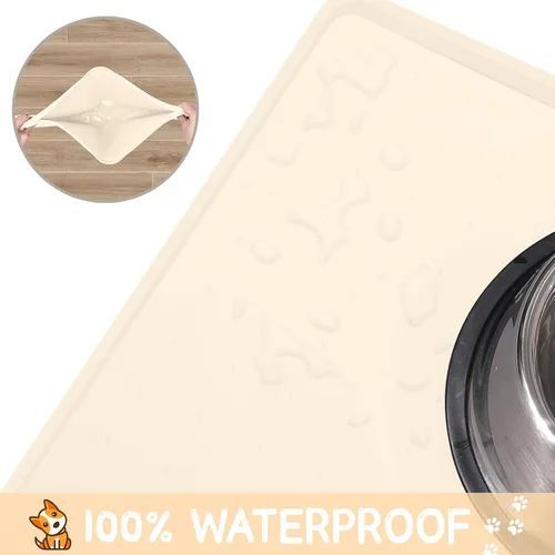 Vista 5 de MateeyLife Tapete de Silicona para Comida de Gatos y Perros para Pisos Impermeable, Tapetes Antideslizantes para Tazones de Perros para Comida