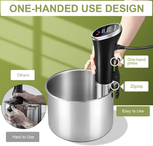 Vista 3 de Sous Vide, Olla de Sous Vide Wancle 1100W IPX7 Circulador de Inmersión Térmico Impermeable Con Función de Reserva, Fácil de Almacenar
