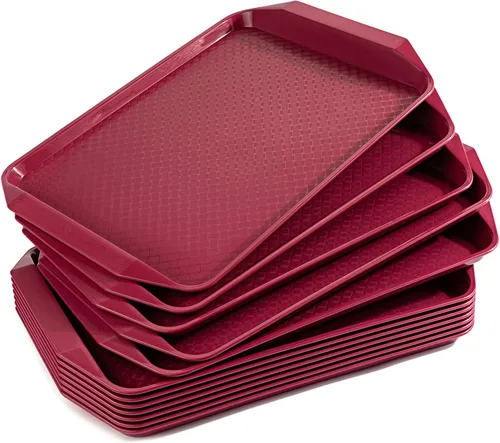 Vista 9 de Aebeky Bandeja de plástico para comida rápida, 16.7 x 11.8 pulgadas, juego de 12 (negro)
