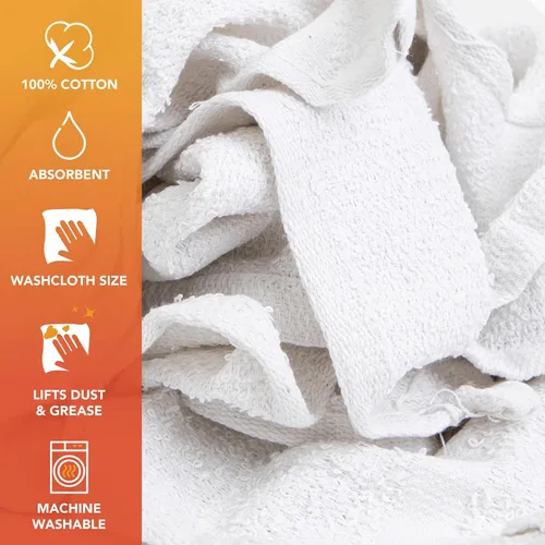 Vista 2 de Arkwright W11 - Toallas de tela de toalla para limpieza, mezcla de algodón suave, lavable, multiusos, absorbentes y de secado rápido, caja a granel