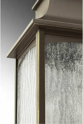 Vista 4 de Progress Lighting Maison Collection - Farol de pared pequeño de cristal sembrado de agua para exteriores, 1 luz, bronce aceitado