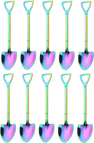 Vista 3 de Paquete de 4 cucharas de postre de 6 pulgadas con forma de pala de acero inoxidable, cucharas de helado de frutas para el hogar, cocina