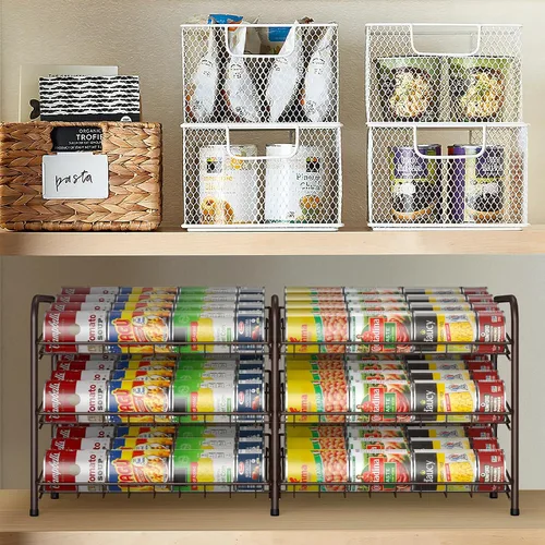 Vista 7 de MOOACE Organizador de latas, dispensador de almacenamiento de latas 2 en 1 con capacidad para hasta 72 latas, organizador de latas para armario