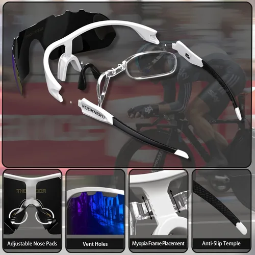 Vista 3 de ROCKNIGHT Gafas de sol deportivas polarizadas de alta definición, ciclismo, conducción, béisbol, exteriores, ultraligeras TR90, marco grande