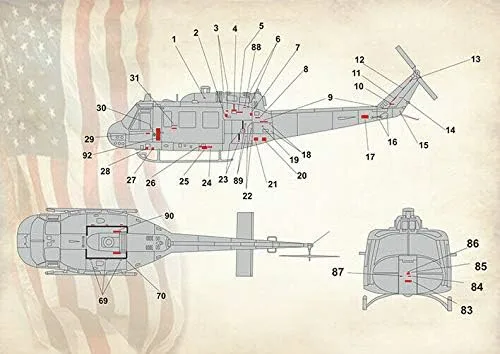 Vista 5 de Print Scale 32-031 - 1/32 - Ambulancia aérea UH-1 en la guerra de Vietnam + Tech.Stencils