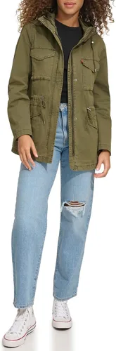 Vista 12 de Levi's Women's Four Pocket Hooded Military Jacket Algodón Camel