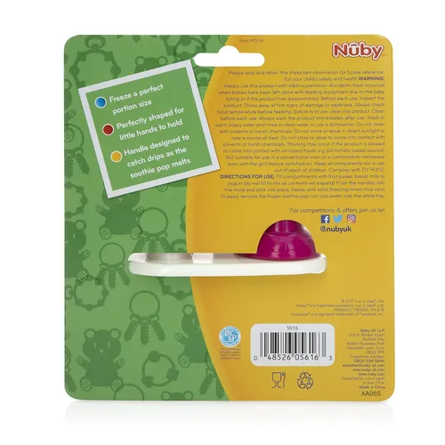 Vista 5 de Nuby Garden Fresh Fruitsicle Moldes con bandejas para paletas de helado, 2 unidades Multicolor.
