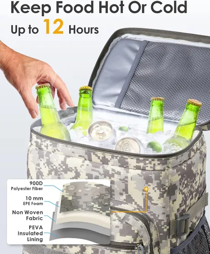 Vista 4 de TACTICISM Tactical Cooler Backpack Insulated Leak-Proof - 24L Heavy Duty Lunch Backpack for Men Women Adults, Soft Ice Chest Backpack as Gift Work