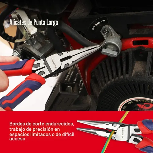 Vista 5 de WORKPRO Juego de alicates de 5 piezas con bolsa de almacenamiento, nariz larga de 7 pulgadas, diagonal de 6 pulgadas, junta de ranura de 8 pulgadas