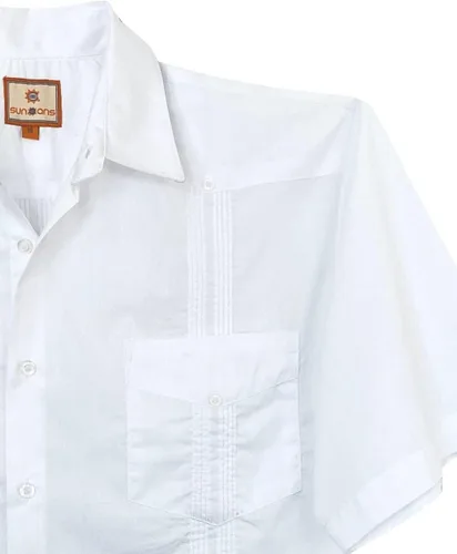 Vista 3 de SUNINCANS Camisa tradicional Guayabera con botones para hombre