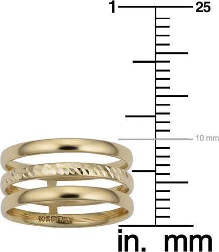 Vista 3 de Kooljewelry Anillo de oro amarillo de 14 k de 0.394in con acabado de diamante