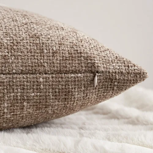 Vista 2 de 18x18 Fundas de almohada de chenilla, paquete de 4, serie neutra beige/marrón