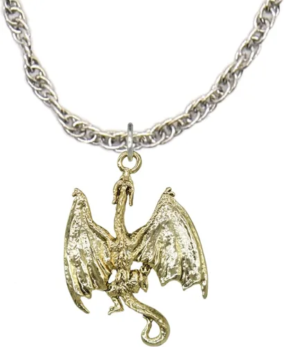 Vista 27 de Collar con colgante gótico, dragón de fantasía, Yin Yang, nórdico vikingo para regalo, estaño, cobre, oro, incluye cadena de plata de 24 pulgadas