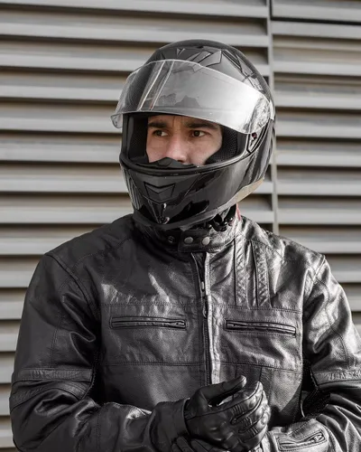 Vista 6 de ILM Casco de Motocicleta de Cara Completa para Motocross y Street Bike Certificado DOT 2 Viseras Modelo-317 (Negro Brillante, S)