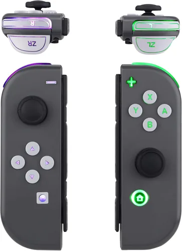 Vista 5 de eXtremeRate 7 Colors 9 Modes NS Joycon DFS LED Kit Multi-Colors Luminated White Classical Symbols ABXY Trigger Face Buttons for Nintendo Switch