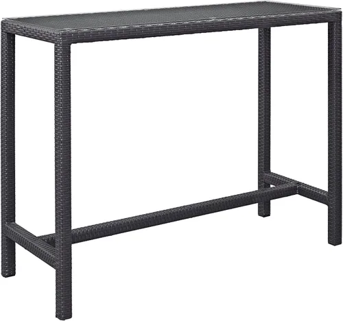 Vista 3 de Modway Convene - Mesa rectangular de mimbre para patio al aire libre, color espresso