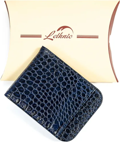 Vista 6 de Lethnic Cartera delgada con clip de dinero, bloqueo RFID, soporte para tarjetas de visita de cuero plegable
