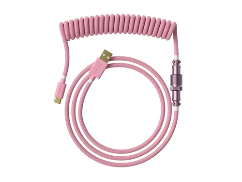 Vista 12 de Ranked Cable de teclado en espiral Cable trenzado de doble manga hecho a mano USB tipo C a A Conector aviador de 5 pines para teclado mecánico