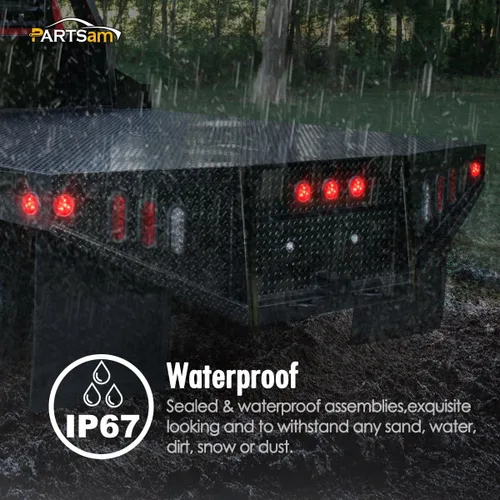 Vista 7 de Partsam 4 luces LED redondas de 2 pulgadas con marcador lateral lateral reflejo, [aprobado por DOT] 2 pulgadas, 4 luces LED de remolque con ojales