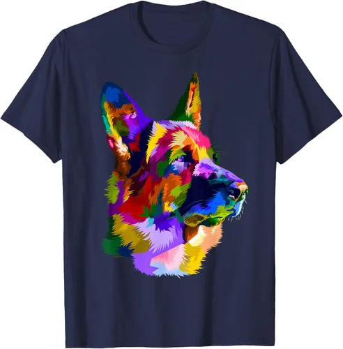 Vista 52 de Camiseta con retrato de pastor alemán para dueños de perros, Negro, S