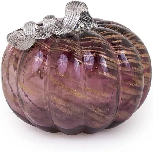 Vista 12 de Boston International Calabaza decorativa de vidrio de mesa, pequeña, moteada