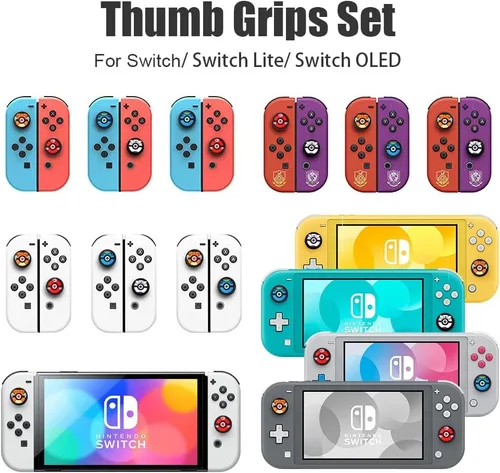 Vista 6 de Switch Joycon Thumb Grip Caps, Soft Silicone Joystick Cover Compatible with Nintendo SwitchOLEDSwitch Lite, Analog Stick Grips Button Covers for