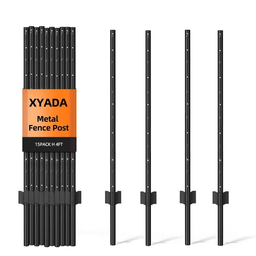 Vista 16 de XYADA Postes de Valla de Servicio Pesado de Metal, Poste en U para Cercado en Jardín, Patio y Alambre Exterior (4 PIES - Paquete de 8)