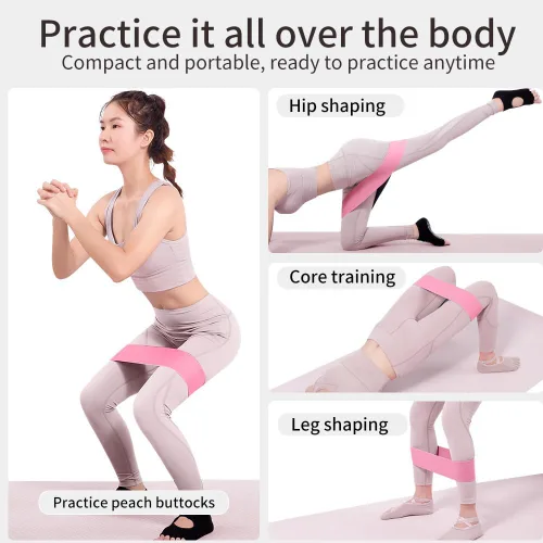 Vista 3 de Bandas de resistencia de tela, bandas elásticas de diferentes niveles, bandas moldeadoras de cadera y piernas, adecuadas para yoga, rehabilitación