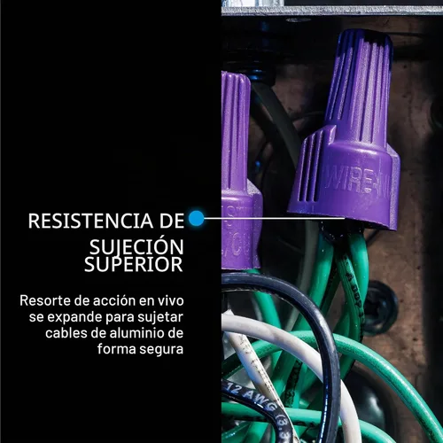 Vista 4 de Conector de empalme roscado para cables de aluminio/cobre Ideal Electrical Twister (30-265), púrpura, caja de 100 — Tuercas de alambre con relleno