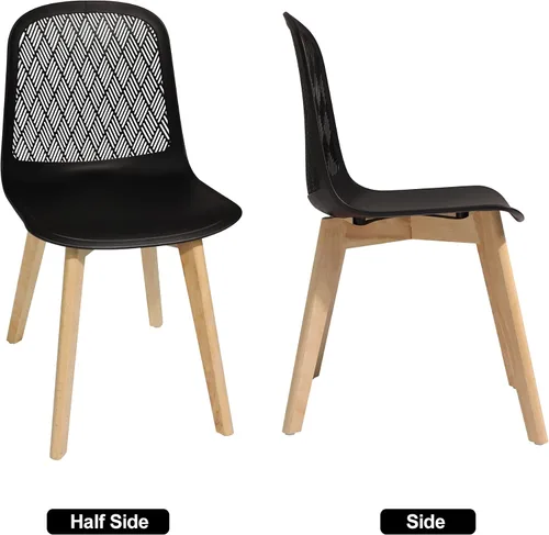 Vista 6 de KM Legend Sillas modernas sin brazos con patas de madera para sala, dormitorio, cocina, comedor, sala de espera, restaurantes, cafeterías, juego