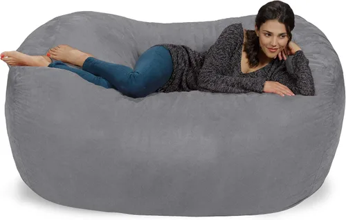 Vista 17 de Silla de saco puf Chill Sack: Bolso de muebles de espuma viscoelástica de 6 pies y tumbona grande – Sofá grande con funda de microfibra suave - Negro